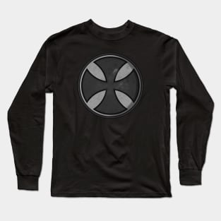 Templar Knight Shield BW Long Sleeve T-Shirt